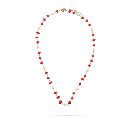 Χειροποίητο κολιέ με φυσικά κοχύλια και μαργαριτάρια νερού Mar and Mar Keziah από ανοξείδωτο ατσάλι