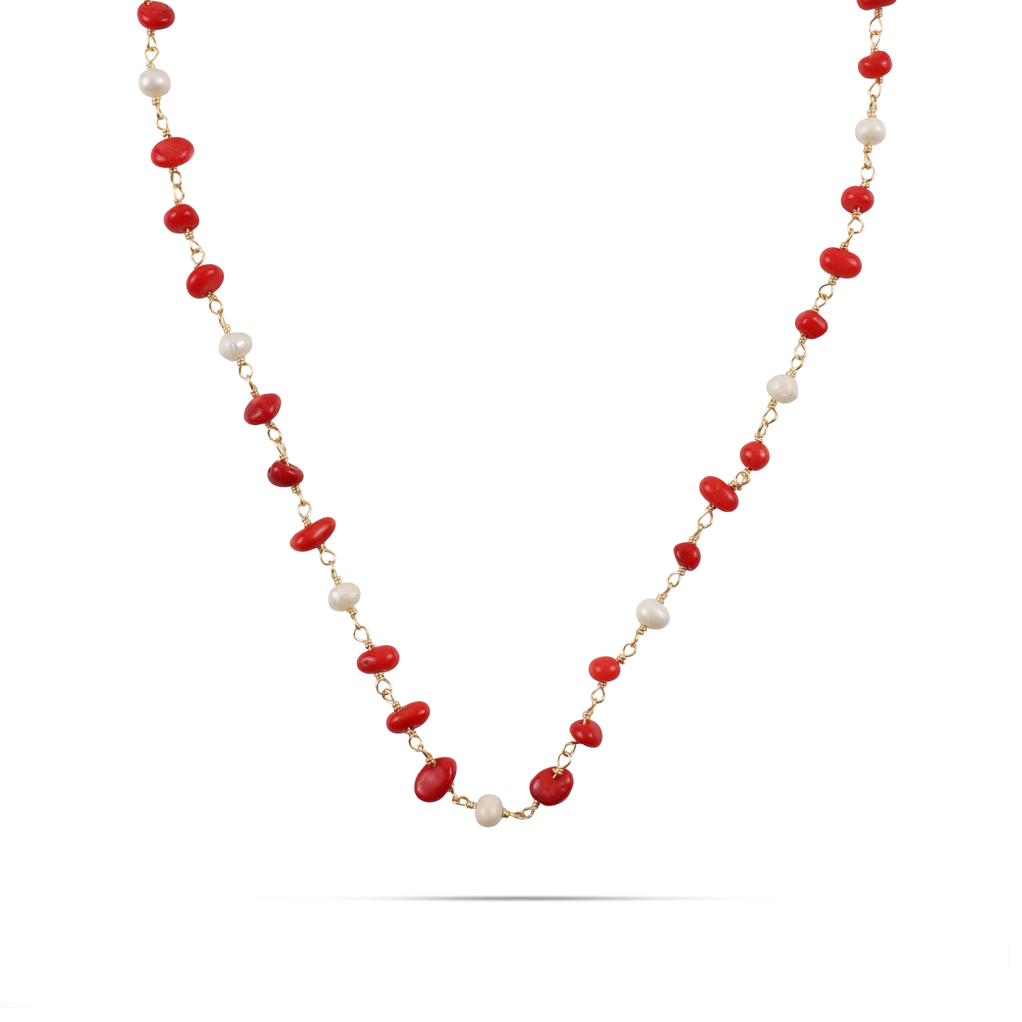 Χειροποίητο κολιέ με φυσικά κοχύλια και μαργαριτάρια νερού Mar and Mar Keziah από ανοξείδωτο ατσάλι