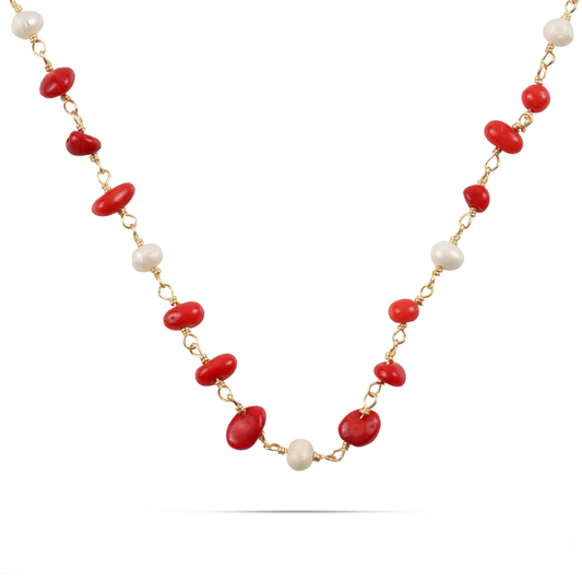 Χειροποίητο κολιέ με φυσικά κοχύλια και μαργαριτάρια νερού Mar and Mar Keziah από ανοξείδωτο ατσάλι