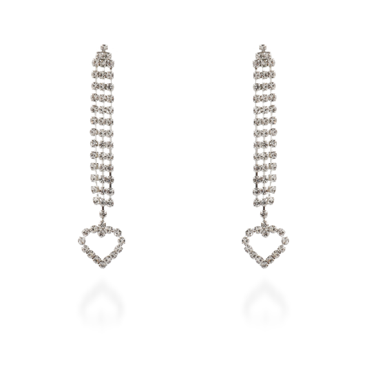 Σκουλαρίκια κρεμαστά καρδιά με πέτρες ζιργκόν Sparkle Hearts Earrings