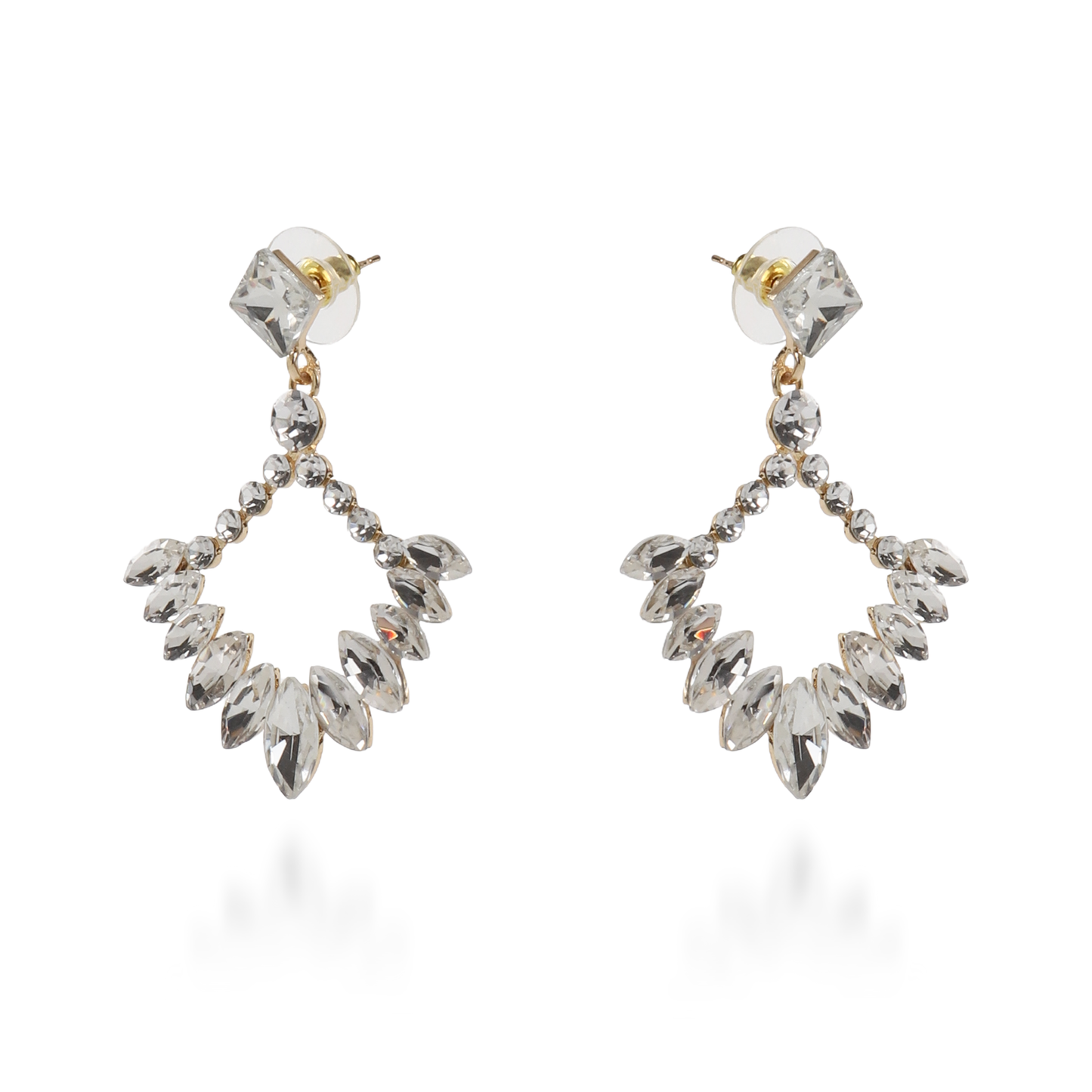 Σκουλαρίκια κρεμαστά με πέτρες ζιργκόν Mar and Mar Galena Rhombus