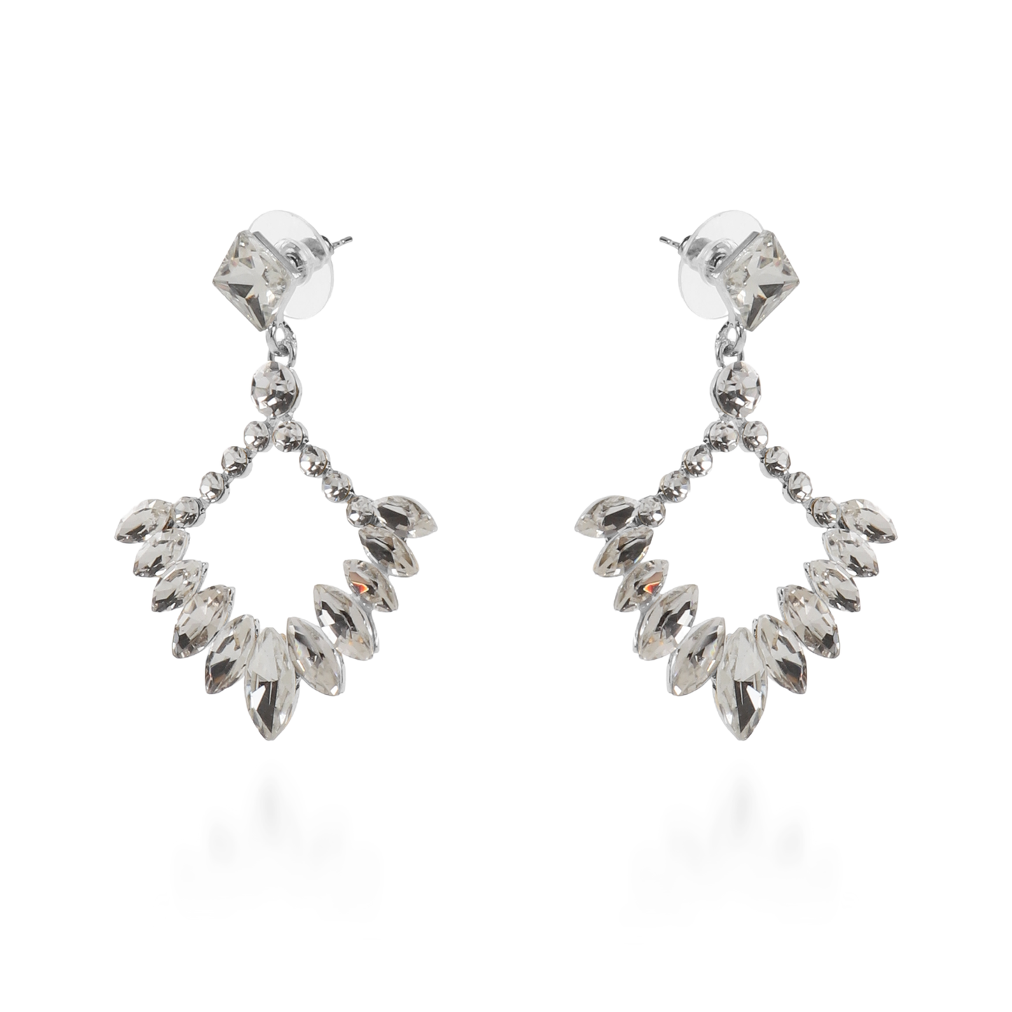 Σκουλαρίκια κρεμαστά με πέτρες ζιργκόν Mar and Mar Galena Rhombus (Silver)