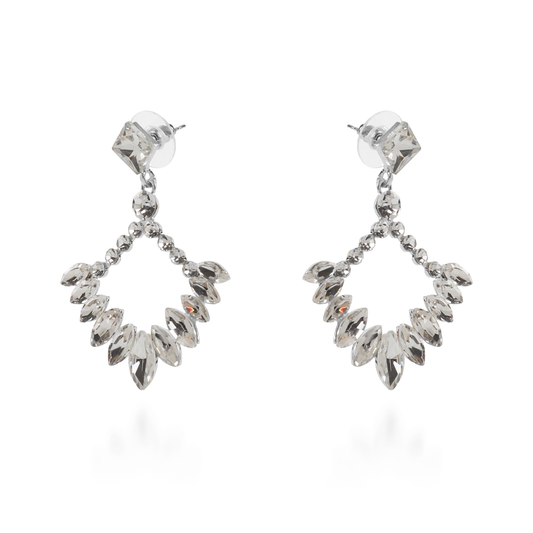 Σκουλαρίκια κρεμαστά με πέτρες ζιργκόν Mar and Mar Galena Rhombus (Silver)