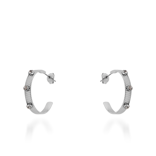 Σκουλαρίκια κρίκοι με πέτρες ζιργκόν Mar and Mar Arcadia από ανοξείδωτο ατσάλι