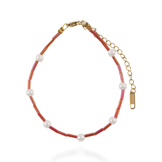 Αλυσίδα ποδιού χειροποίητη Mar and Mar Marya (Red) από ανοξείδωτο ατσάλι