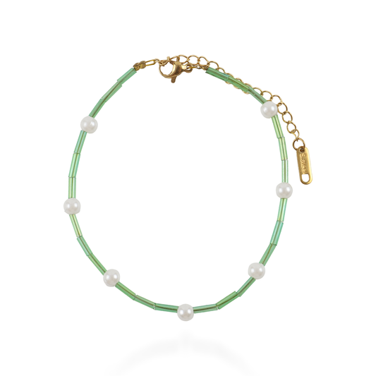 Αλυσίδα ποδιού χειροποίητη Mar and Mar Marya (Green) από ανοξείδωτο ατσάλι