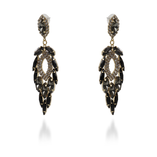 Σκουλαρίκια κρεμαστά με πέτρες ζιργκόν Nevelle (Black)