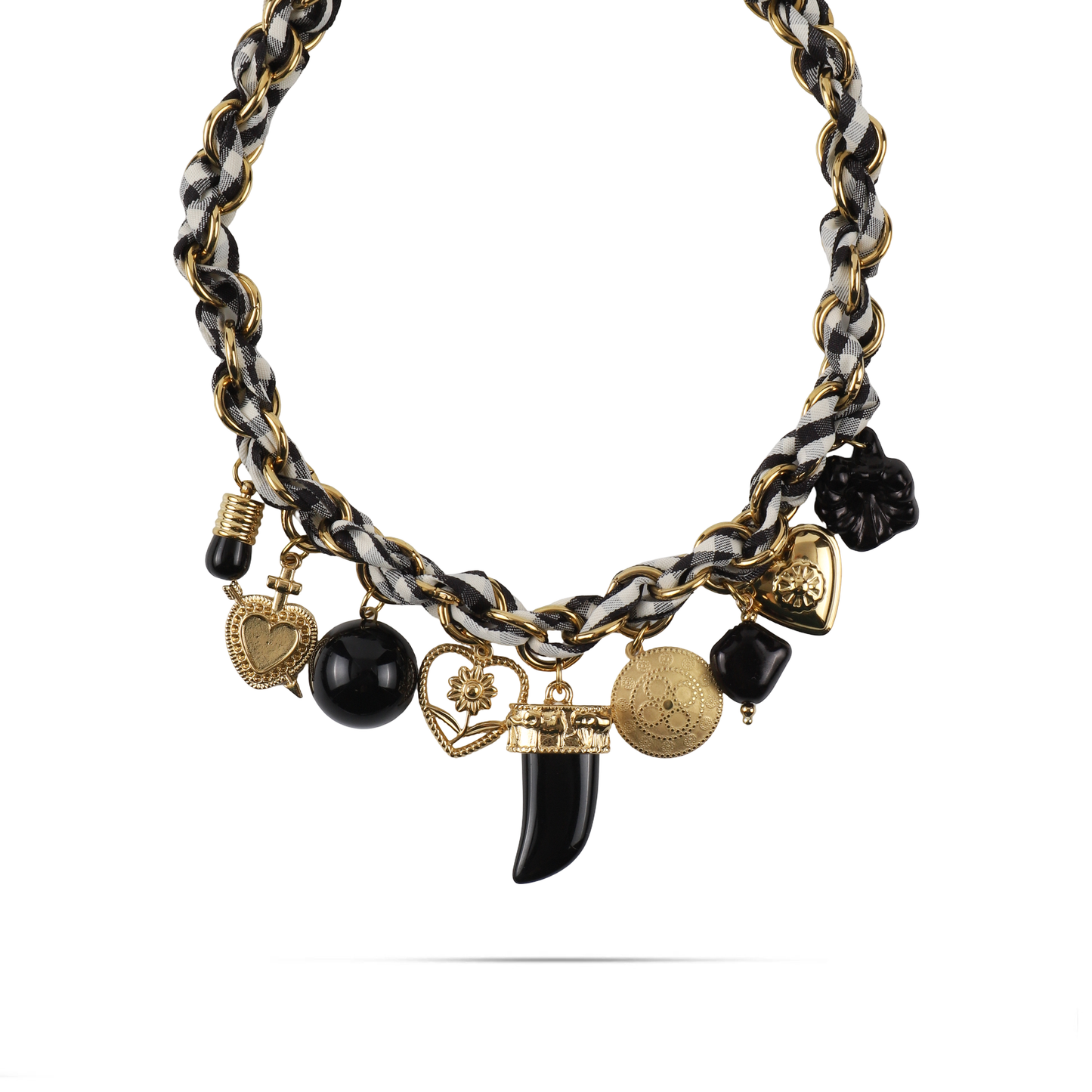 Κολιέ με charms και αλυσίδα με ύφασμα Mar and Mar Madine