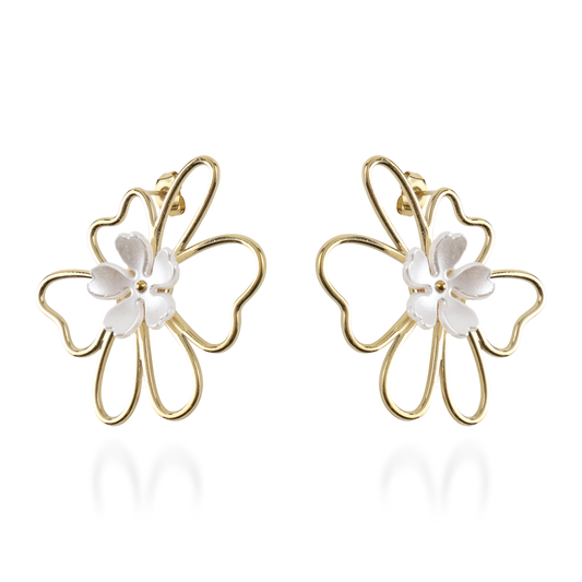 Σκουλαρίκια καρφωτά λουλούδια Mar and Mar Rosella από ανοξείδωτο ατσάλι