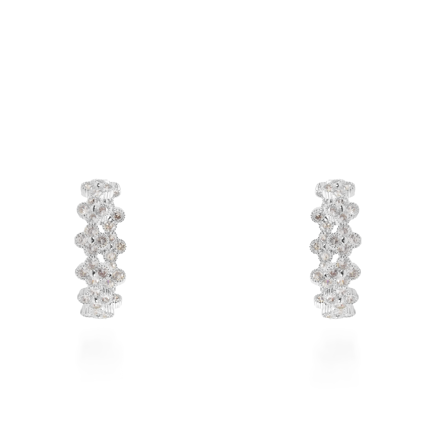 Σκουλαρίκια κρίκοι με πέτρες ζιργκόν Mar and Mar Athena Flower (Silver)