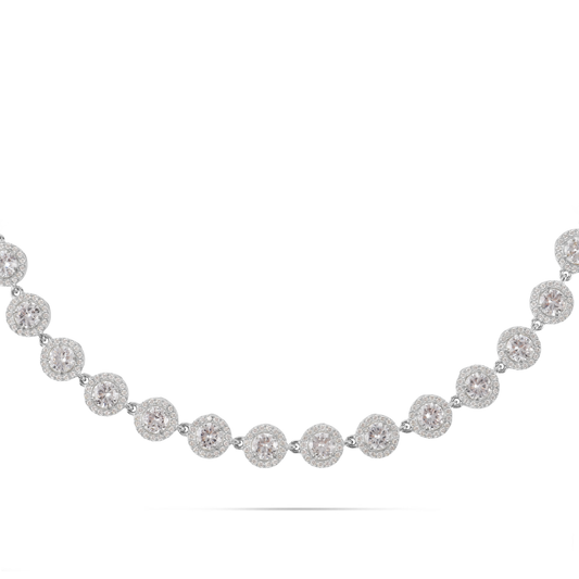 Αλυσίδα λαιμού με ζιργκόν Mar and Mar Crystal Round (Silver) από ανοξείδωτο ατσάλι