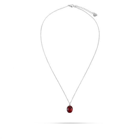 Κολιέ με πέτρα ζιργκόν Mar and Mar Amryn Red Silver από ανοξείδωτο ατσάλι