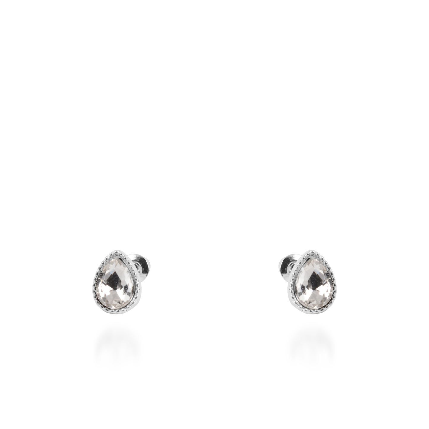 Σκουλαρίκια καρφωτά με ζιργκόν Mar and Mar Teardrops Studs (White) από ανοξείδωτο ατσάλι