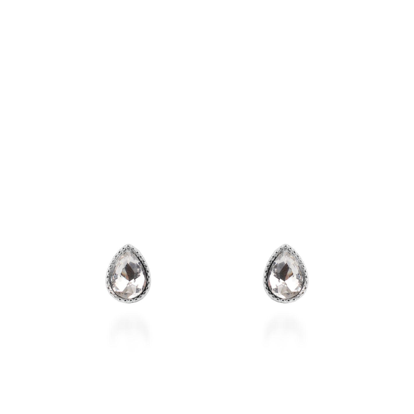 Σκουλαρίκια καρφωτά με ζιργκόν Mar and Mar Teardrops Studs (White) από ανοξείδωτο ατσάλι