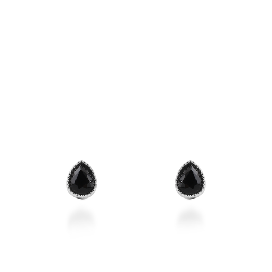 Σκουλαρίκια καρφωτά με ζιργκόν Mar and Mar Teardrops Studs (Black) από ανοξείδωτο ατσάλι