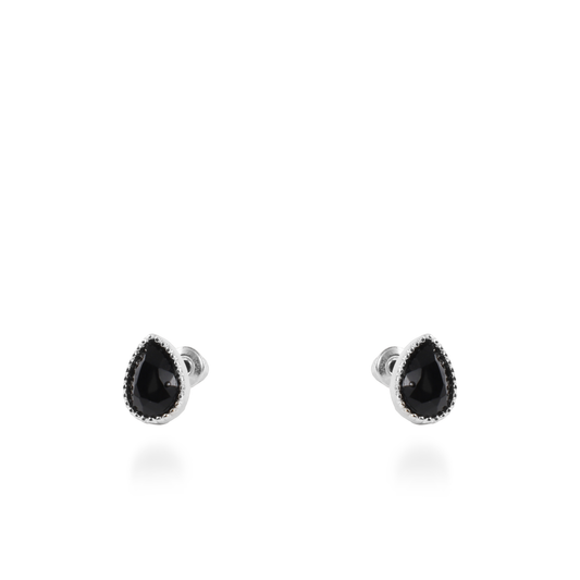 Σκουλαρίκια καρφωτά με ζιργκόν Mar and Mar Teardrops Studs (Black) από ανοξείδωτο ατσάλι