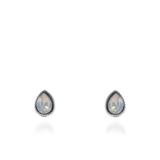 Σκουλαρίκια καρφωτά με ζιργκόν Mar and Mar Teardrops Studs (Frost White) από ανοξείδωτο ατσάλι