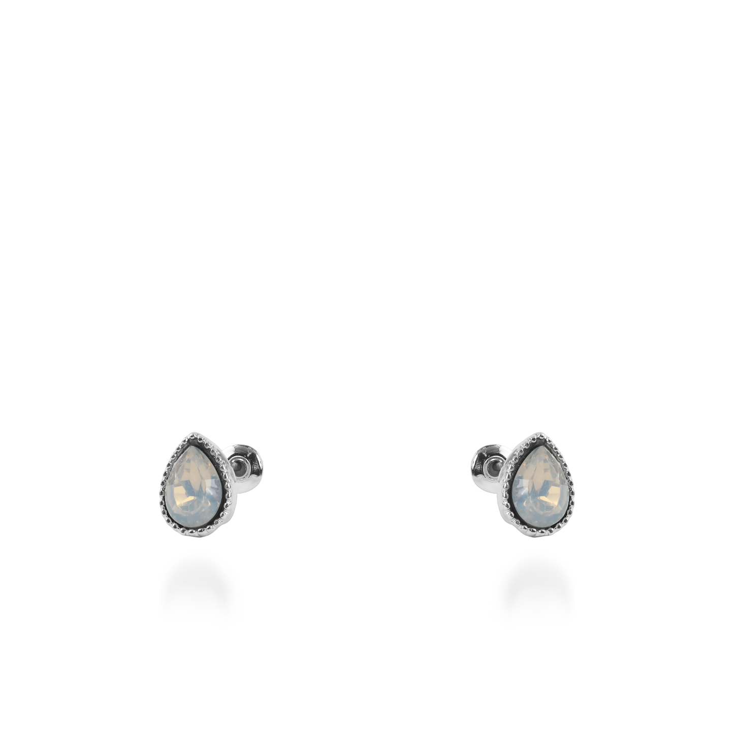 Σκουλαρίκια καρφωτά με ζιργκόν Mar and Mar Teardrops Studs (Frost White) από ανοξείδωτο ατσάλι