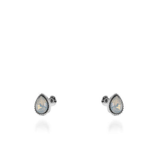 Σκουλαρίκια καρφωτά με ζιργκόν Mar and Mar Teardrops Studs (Frost White) από ανοξείδωτο ατσάλι