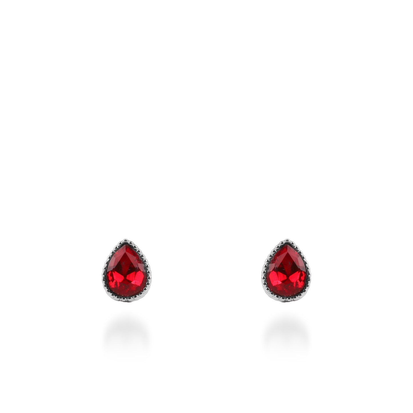 Σκουλαρίκια καρφωτά με ζιργκόν Mar and Mar Teardrops Studs (Red) από ανοξείδωτο ατσάλι