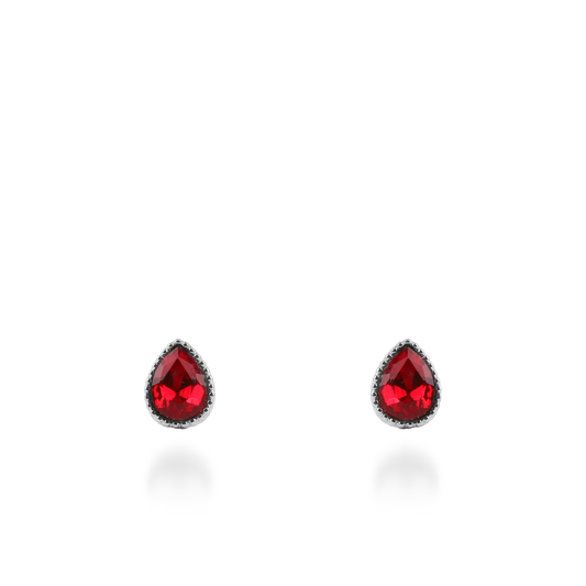 Σκουλαρίκια καρφωτά με ζιργκόν Mar and Mar Teardrops Studs (Red) από ανοξείδωτο ατσάλι