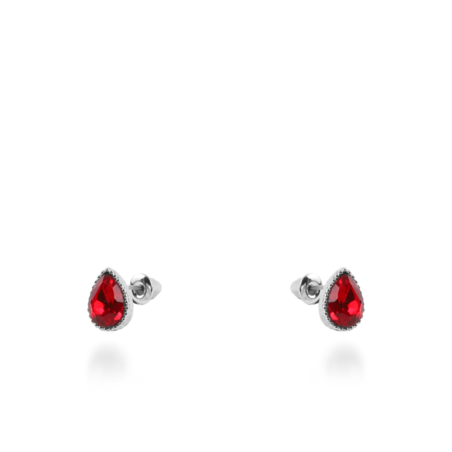 Σκουλαρίκια καρφωτά με ζιργκόν Mar and Mar Teardrops Studs (Red) από ανοξείδωτο ατσάλι