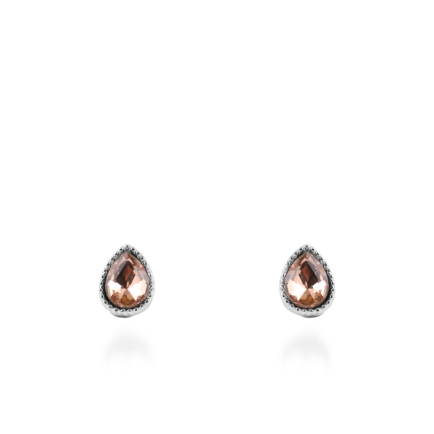 Σκουλαρίκια καρφωτά με ζιργκόν Mar and Mar Teardrops Studs (Peach) από ανοξείδωτο ατσάλι