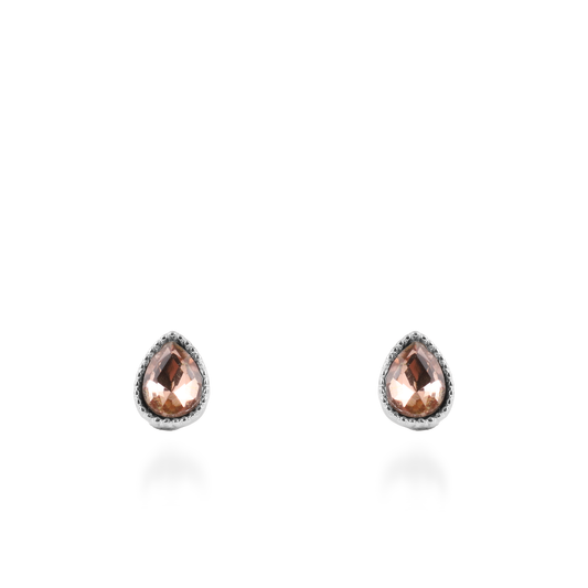 Σκουλαρίκια καρφωτά με ζιργκόν Mar and Mar Teardrops Studs (Peach) από ανοξείδωτο ατσάλι