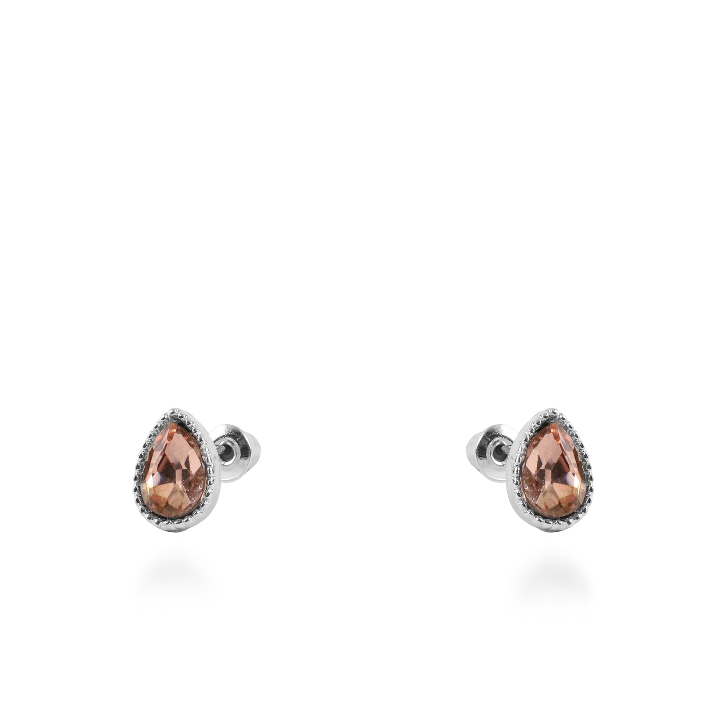 Σκουλαρίκια καρφωτά με ζιργκόν Mar and Mar Teardrops Studs (Peach) από ανοξείδωτο ατσάλι