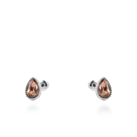 Σκουλαρίκια καρφωτά με ζιργκόν Mar and Mar Teardrops Studs (Peach) από ανοξείδωτο ατσάλι