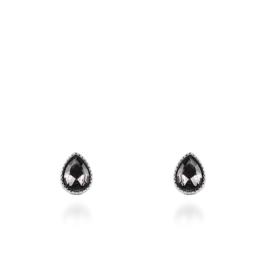 Σκουλαρίκια καρφωτά με ζιργκόν Mar and Mar Teardrops Studs (Charcoal) από ανοξείδωτο ατσάλι