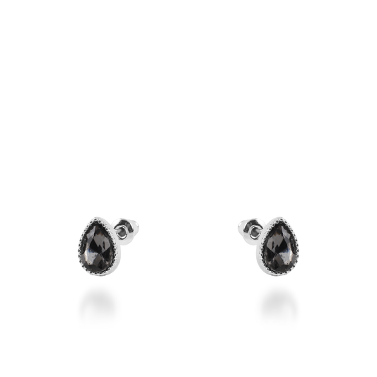 Σκουλαρίκια καρφωτά με ζιργκόν Mar and Mar Teardrops Studs (Charcoal) από ανοξείδωτο ατσάλι