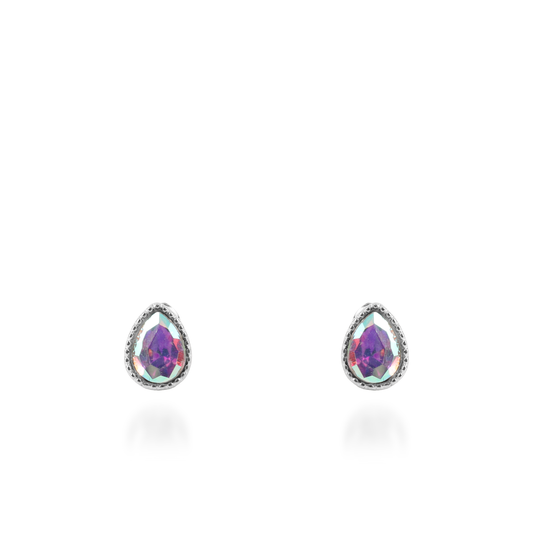 Σκουλαρίκια καρφωτά με ζιργκόν Mar and Mar Teardrops Studs (Unicorn) από ανοξείδωτο ατσάλι