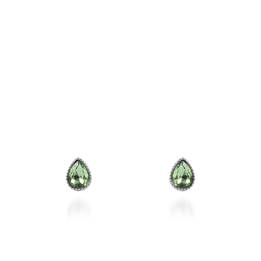 Σκουλαρίκια καρφωτά με ζιργκόν Mar and Mar Teardrops Studs (Green) από ανοξείδωτο ατσάλι