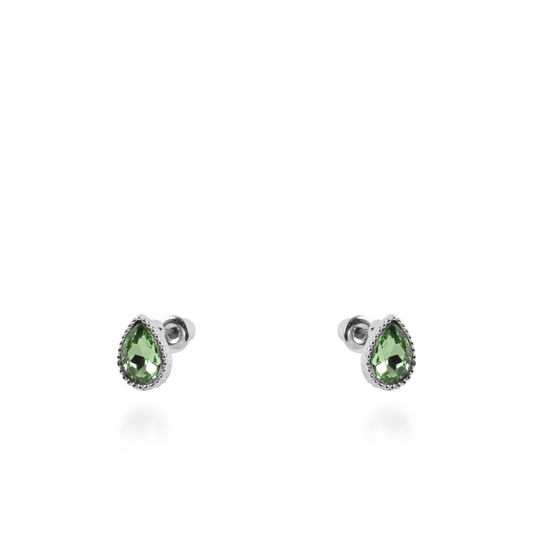 Σκουλαρίκια καρφωτά με ζιργκόν Mar and Mar Teardrops Studs (Green) από ανοξείδωτο ατσάλι