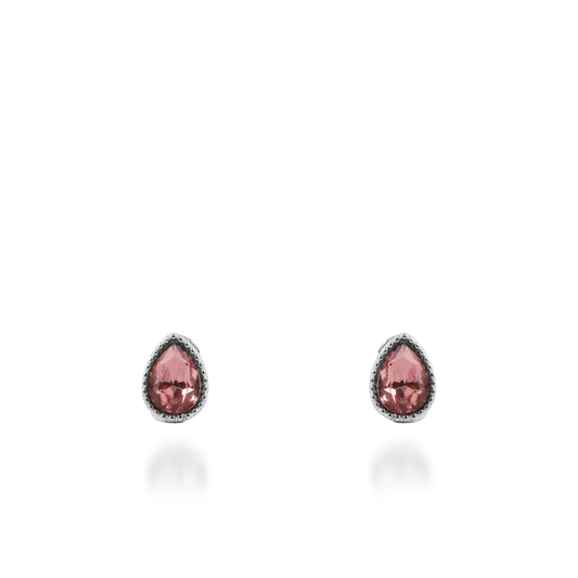 Σκουλαρίκια καρφωτά με ζιργκόν Mar and Mar Teardrops Studs (Pink) από ανοξείδωτο ατσάλι