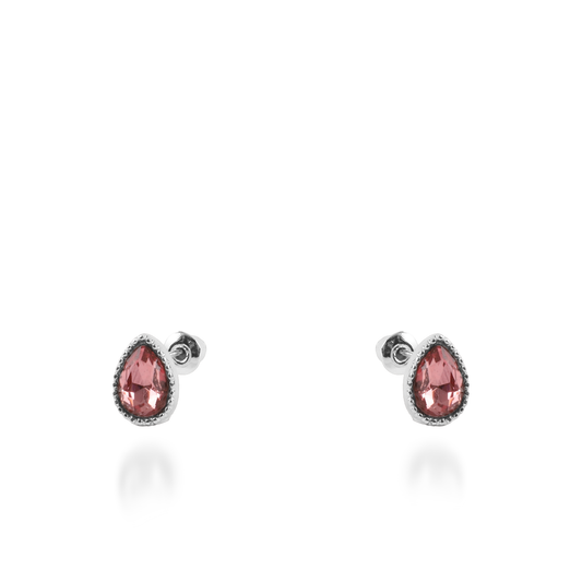 Σκουλαρίκια καρφωτά με ζιργκόν Mar and Mar Teardrops Studs (Pink) από ανοξείδωτο ατσάλι