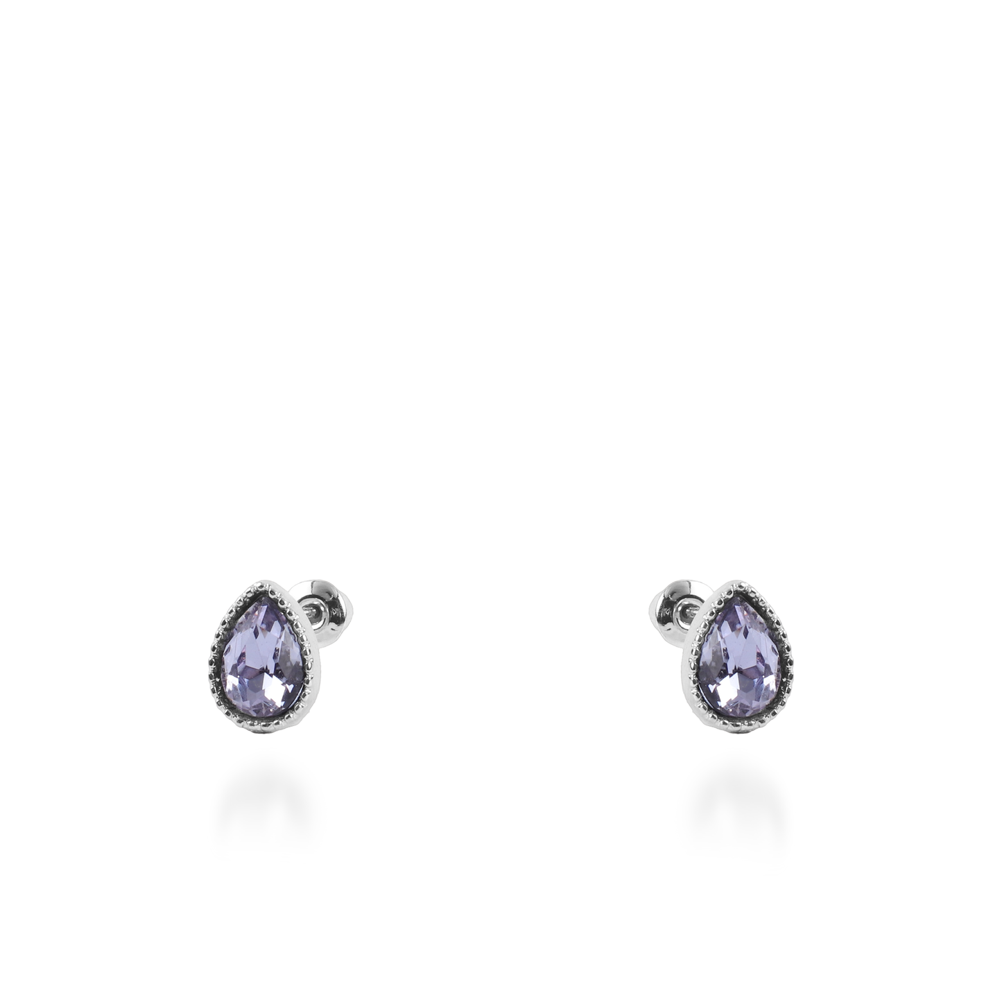 Σκουλαρίκια καρφωτά με ζιργκόν Mar and Mar Teardrops Studs (Purple) από ανοξείδωτο ατσάλι