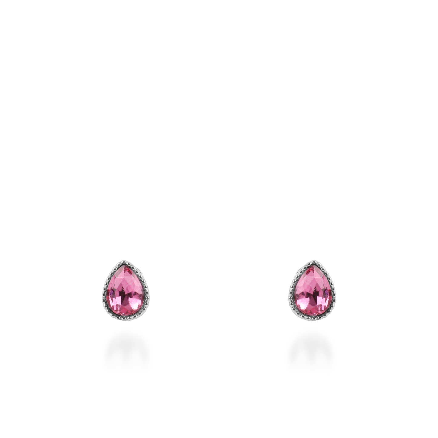 Σκουλαρίκια καρφωτά με ζιργκόν Mar and Mar Teardrops Studs (Magenta) από ανοξείδωτο ατσάλι