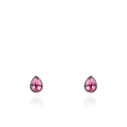 Σκουλαρίκια καρφωτά με ζιργκόν Mar and Mar Teardrops Studs (Magenta) από ανοξείδωτο ατσάλι