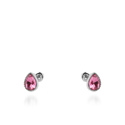 Σκουλαρίκια καρφωτά με ζιργκόν Mar and Mar Teardrops Studs (Magenta) από ανοξείδωτο ατσάλι