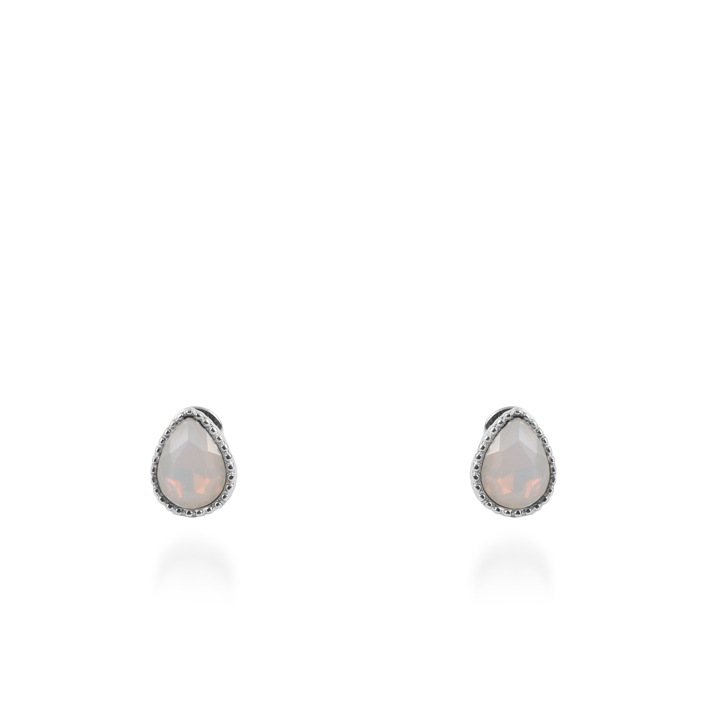 Σκουλαρίκια καρφωτά με ζιργκόν Mar and Mar Teardrops Studs (Pearl White) από ανοξείδωτο ατσάλι