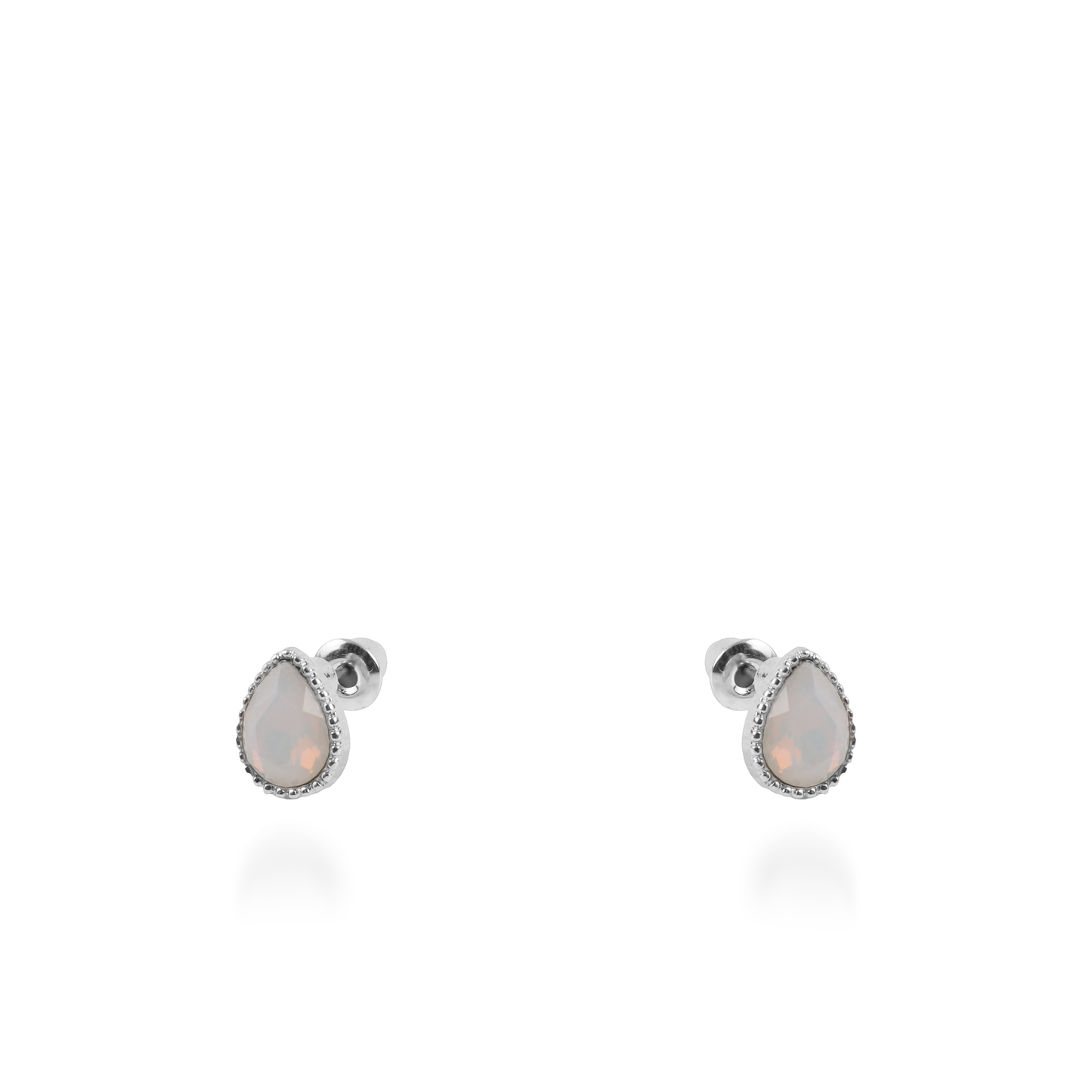 Σκουλαρίκια καρφωτά με ζιργκόν Mar and Mar Teardrops Studs (Pearl White) από ανοξείδωτο ατσάλι