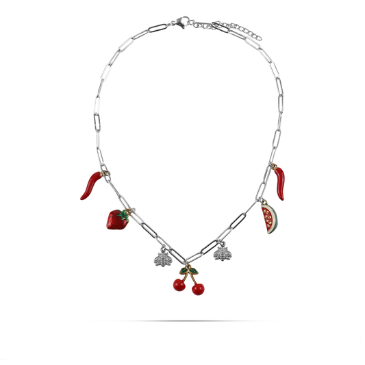 Χειροποίητο κολιέ με καλοκαιρινά κρεμαστά Mar and Mar Lurina από ανοξείδωτο ατσάλι