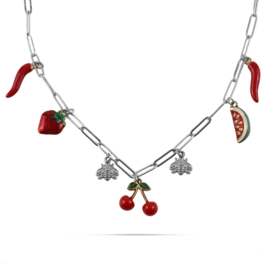 Χειροποίητο κολιέ με καλοκαιρινά κρεμαστά Mar and Mar Lurina από ανοξείδωτο ατσάλι