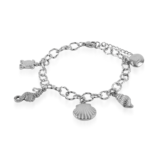 Χειροποίητο βραχιόλι με κρεμαστά Mar and Mar Orlena Silver από ανοξείδωτο ατσάλι