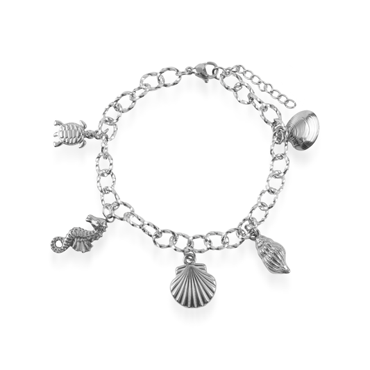 Χειροποίητο βραχιόλι με κρεμαστά Mar and Mar Orlena Silver από ανοξείδωτο ατσάλι