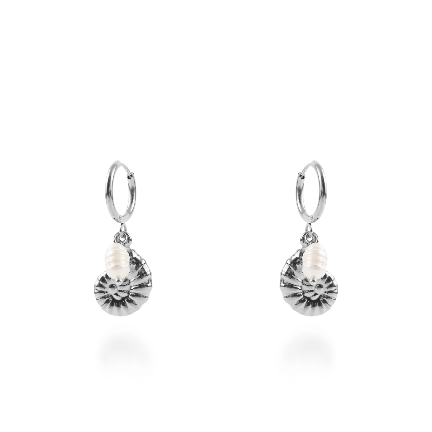 Σκουλαρίκια κρεμαστά Mar and Mar Irida Snail Shell Silver από ανοξείδωτο ατσάλι