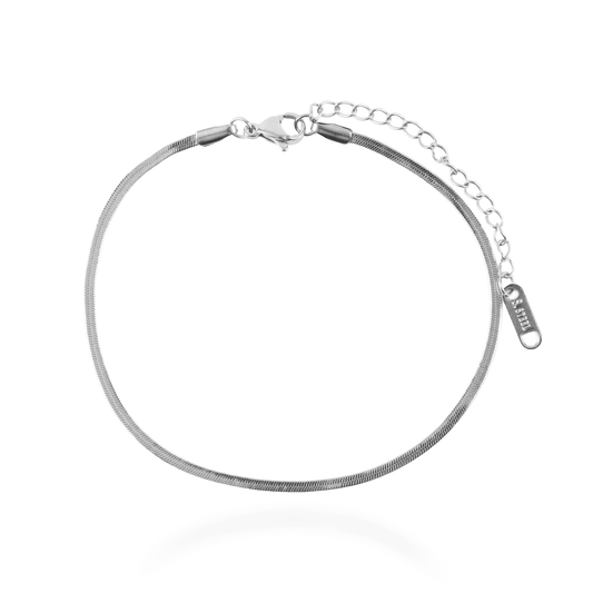 Αλυσίδα ποδιού Mar and Mar Flat Snake Silver από ανοξείδωτο ατσάλι