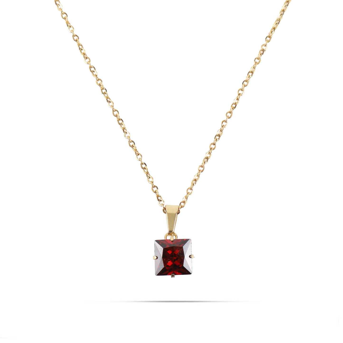 Κολιέ με πέτρα ζιργκόν Mar and Mar Zuzanna Cube (Red) από ανοξείδωτο ατσάλι